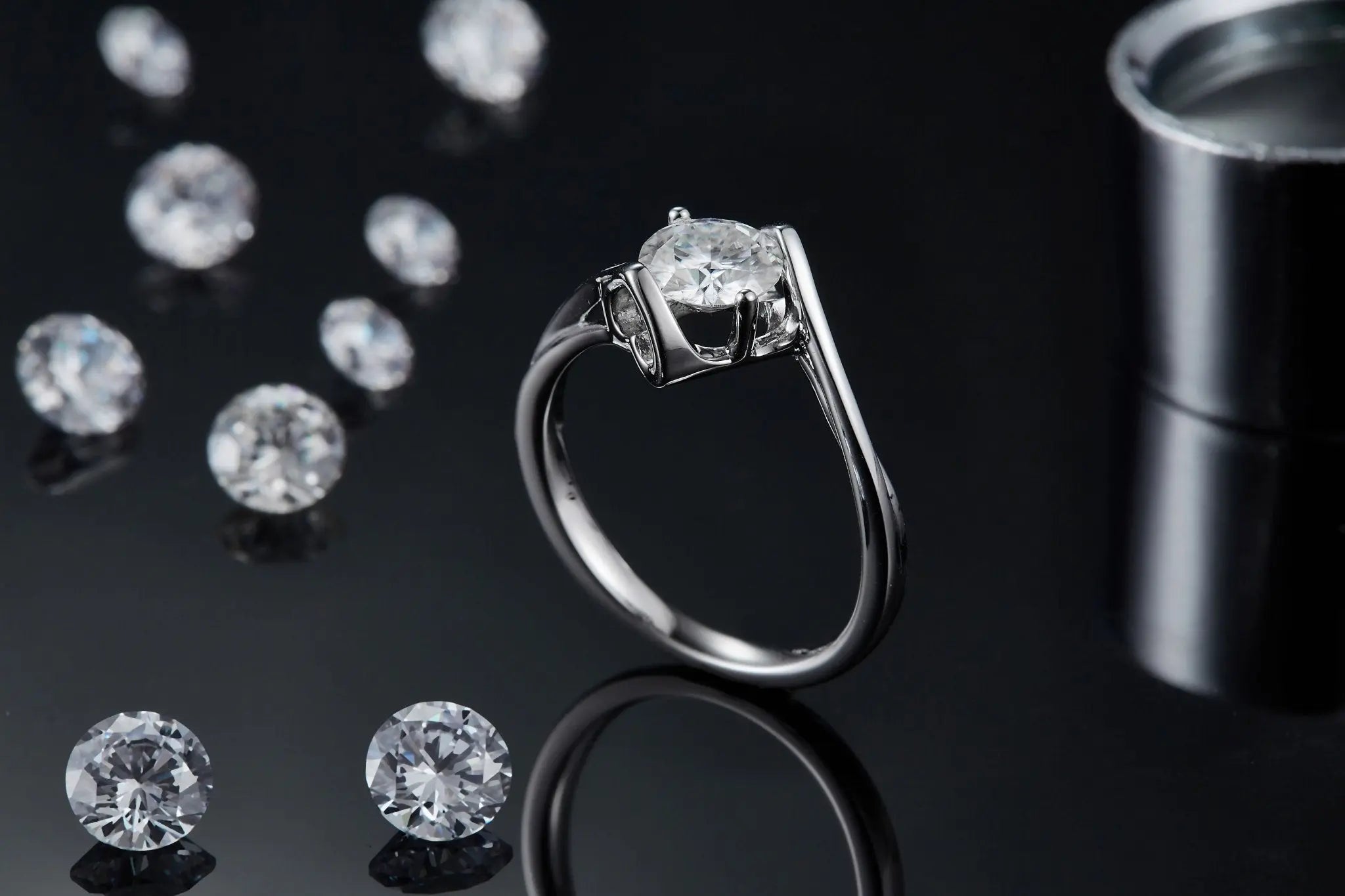 Radiant 1 Carat Moissanite Ring in Platinum-Plated Silver Mohamed jewelry My Store