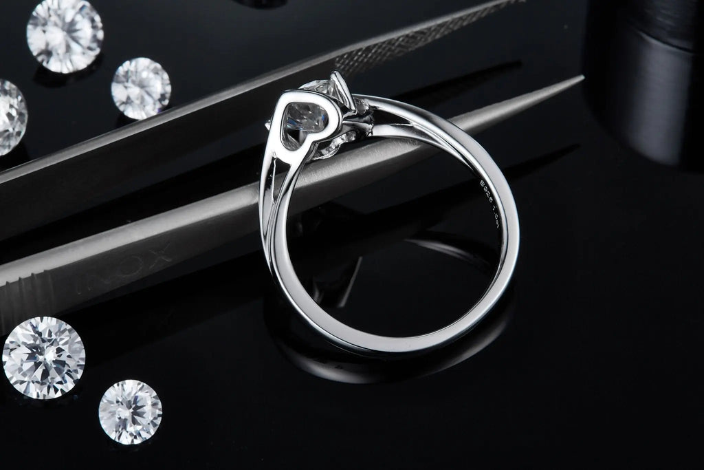 Radiant 1 Carat Moissanite Ring in Platinum-Plated Silver Mohamed jewelry My Store