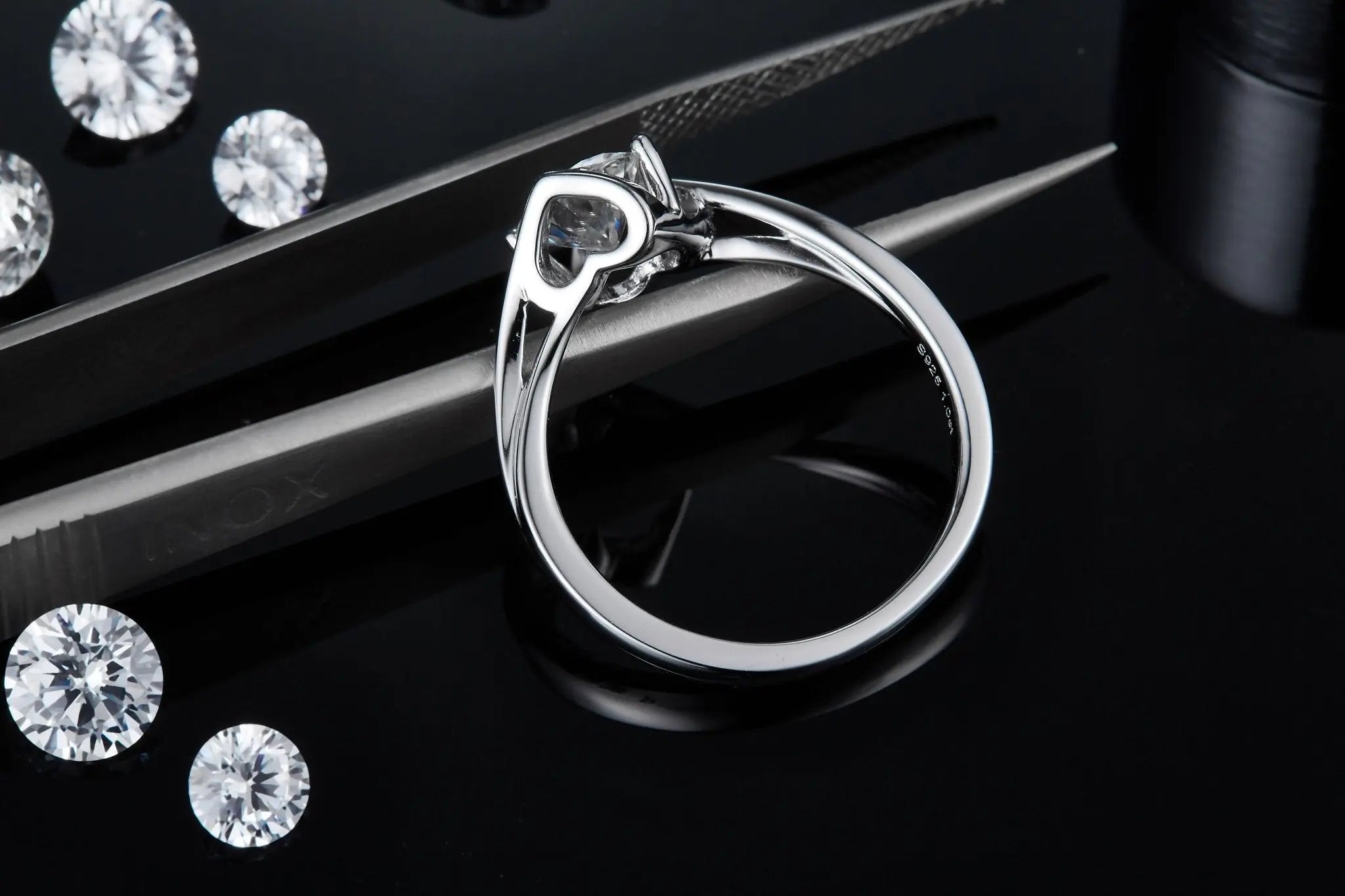 Radiant 1 Carat Moissanite Ring in Platinum-Plated Silver Mohamed jewelry My Store