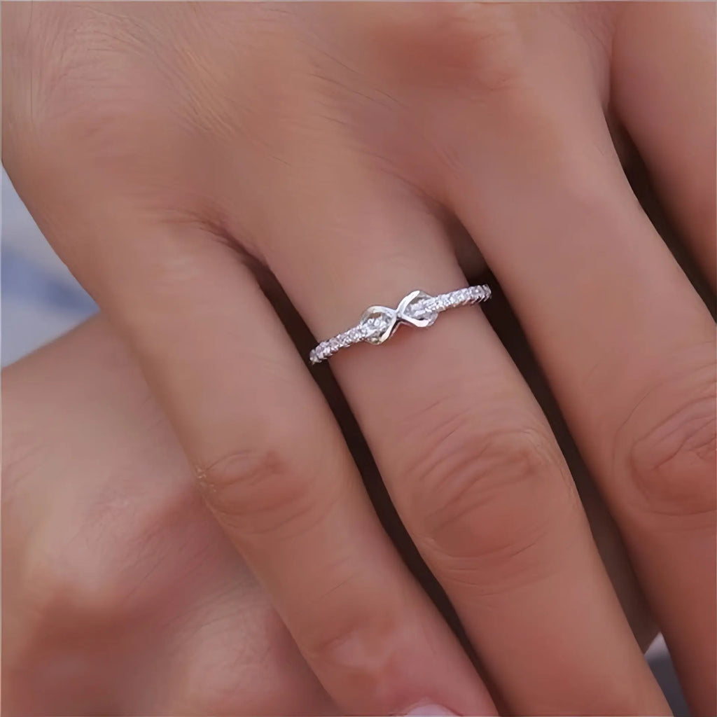 S925 Stamped Women's Ring Lucky 8 With Zirconia Mohamed jewelry My Store
