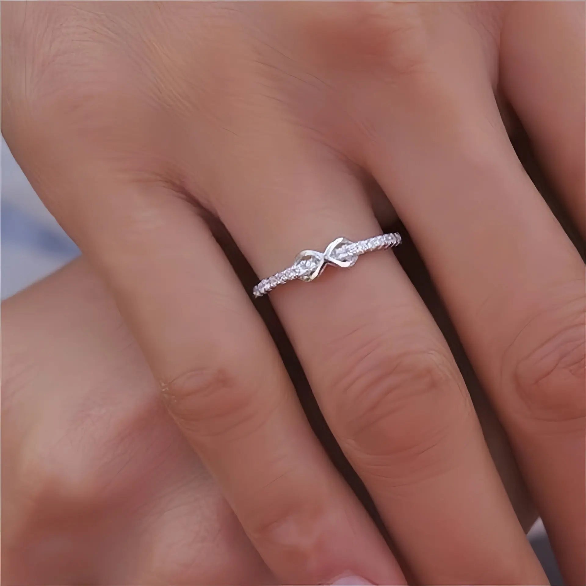 S925 Stamped Women's Ring Lucky 8 With Zirconia Mohamed jewelry My Store