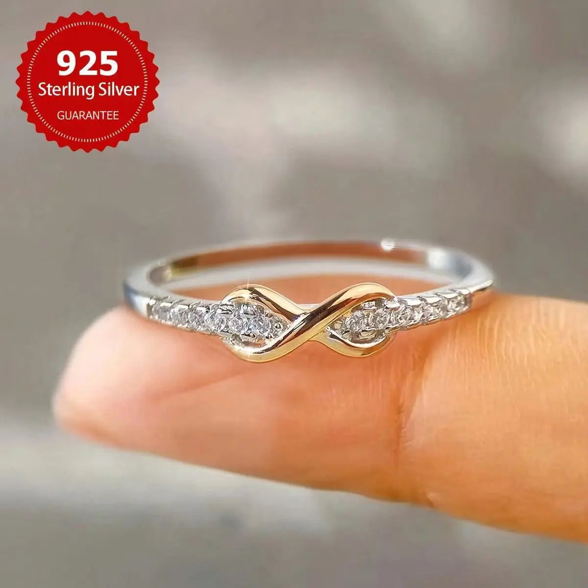 S925 Stamped Women's Ring Lucky 8 With Zirconia Mohamed jewelry My Store