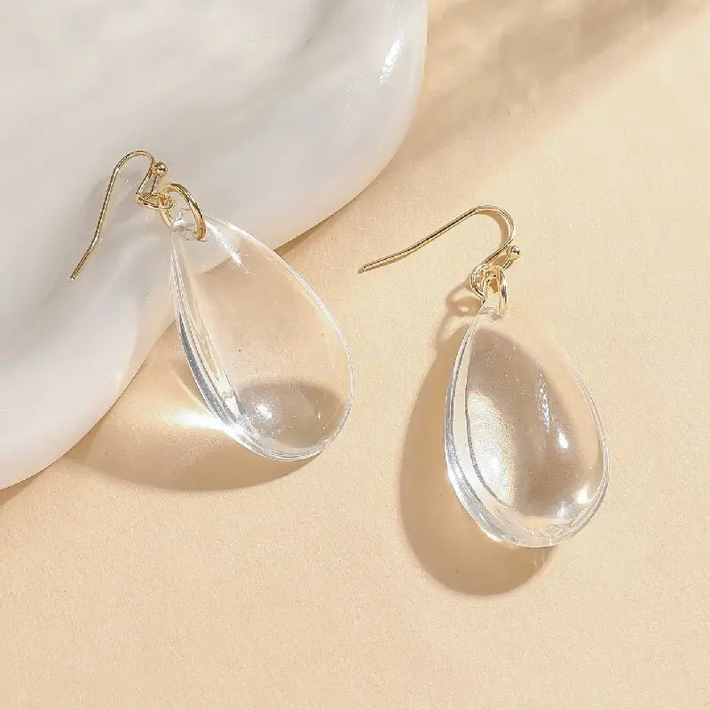 Simple And Elegant Niche Transparent Drop Earrings Elegant And Cold Style With A High-end Feel Mohamed jewelry My Store