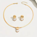Three Fashionable, Elegant And Versatile Collarbone Brushed Geometric Heart Acrylic Pearl French Retro Snake Skin Chain Sets Mohamed jewelry My Store