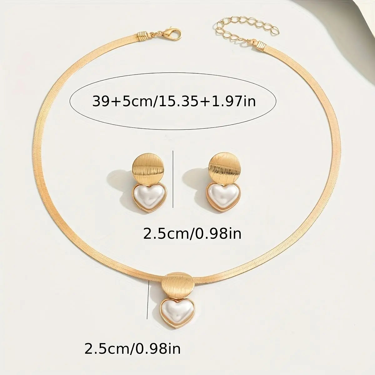 Three Fashionable, Elegant And Versatile Collarbone Brushed Geometric Heart Acrylic Pearl French Retro Snake Skin Chain Sets Mohamed jewelry My Store