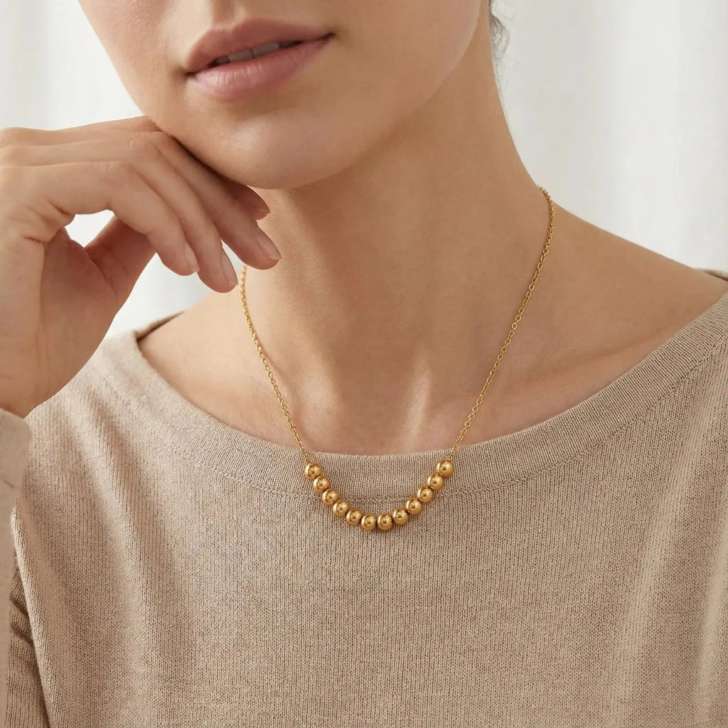Golden Sphere Necklace Mohamed jewelry My Store
