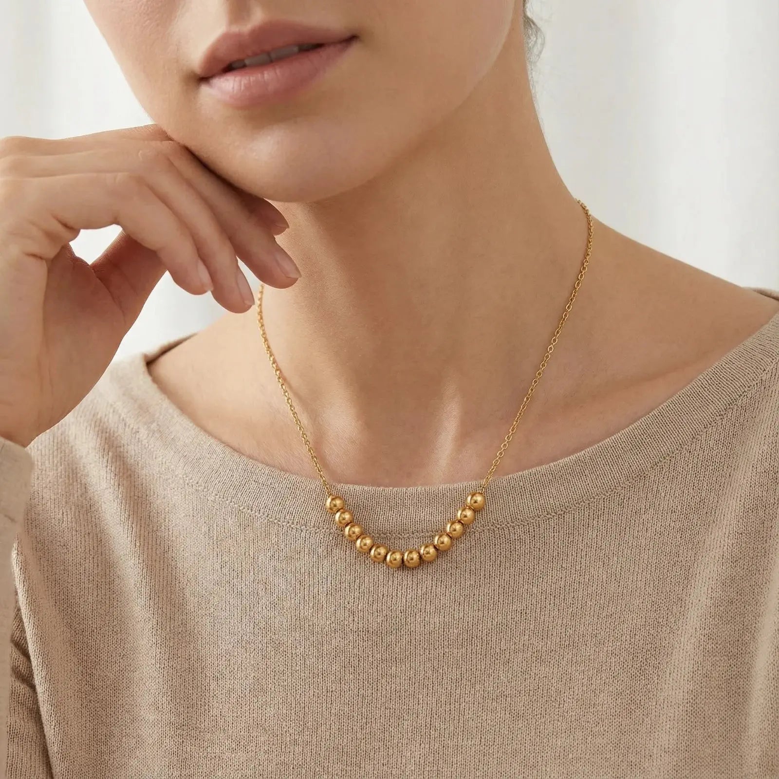 Golden Sphere Necklace Mohamed jewelry My Store
