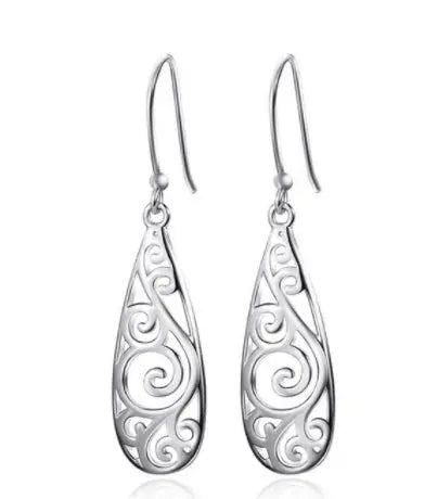 White Stud Earrings, Carved Earrings, Earrings Mohamed jewelry My Store